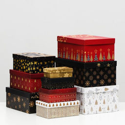 Набор коробок 10 в 1 Золотой, 30,5 х 19 х 13 - 12 х 6,5 х 4 см - UPAK LAND фото 3