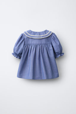 BLUSA PUNTILLAS CONTRASTE / Azul / Marino - Zara фото 3