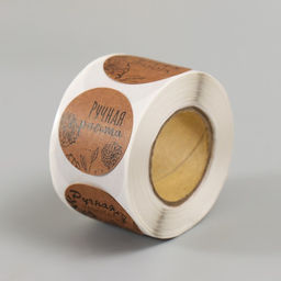 Цена за 2 шт. Наклейка бумага Цветочная. Ручная работа, крафт, d=2.5 см, 252 шт. в рулоне