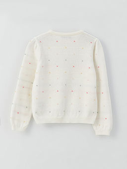 Bisiklet Yaka Desenli Uzun Kollu K?z ?ocuk Triko Kazak - Waikiki фото 2