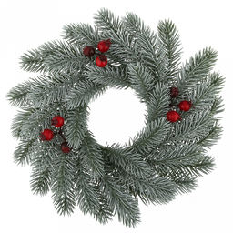 Декоративный венок "Елка с ягодой" д29см, малый, пластик, зеленый патина (Россия)