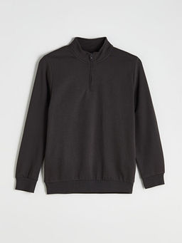 Dik Yaka Uzun Kollu Erkek Kal?n Sweatshirt