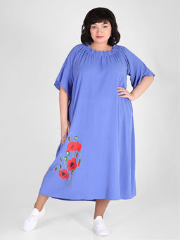 Платье женское свободное летнее длинное синего цвета