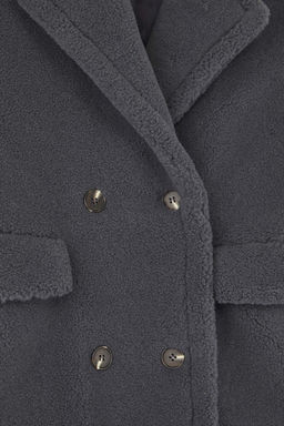 Antrasit Kurklu Kruvaze Regular Uzun Pelus Kaban TWOAW26KB00020 - Trendyolmilla фото 7