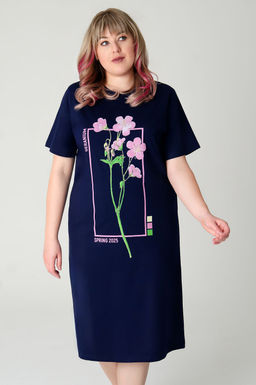 Арт. 4159 Домашняя туника женская 52-60 (5 шт) Цвет:темно-синий - Калинка фото 4