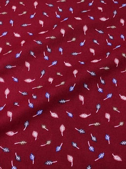 Теплый хлопок Листочки на бордовом, СОРТ2, ш.1.47м, хлопок-100%, 150гр/м.кв