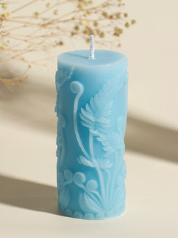 Свеча интерьерная "Столбик. Экзотические растения" нежно-голубая 5х5х11,7 см