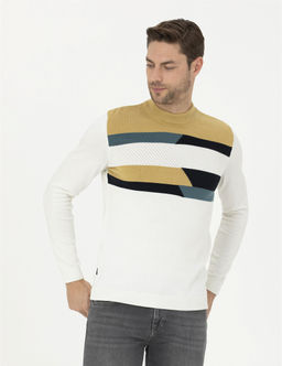 Ekru Slim Fit Yar_m Bal_k__ Yaka Triko Kazak
