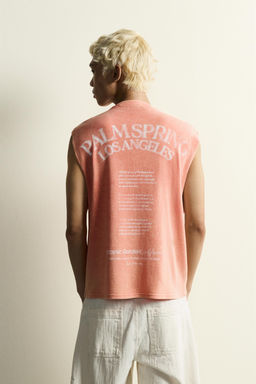 CAMISETA TANK PUNTO ESTAMPADO / Coral rojo