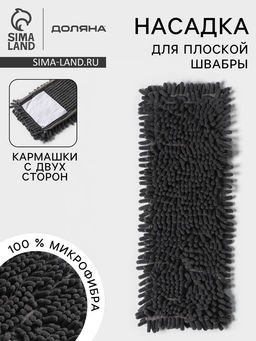 Насадка для плоской швабры Доляна, 4313 см, микрофибра букли, серая