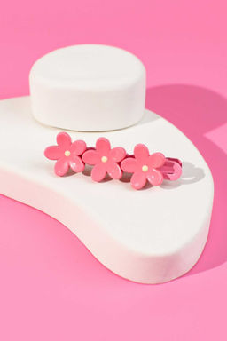 Заколка для волос зажим, арт. 71764 / 10 ЦВЕТОЧКИ (в наборе: 1шт., 6,4 см, черный металл, полиэфирная смола, цвет: розовый, подложка из мелованного картона + ПЭТ-пакет с европодвесом)