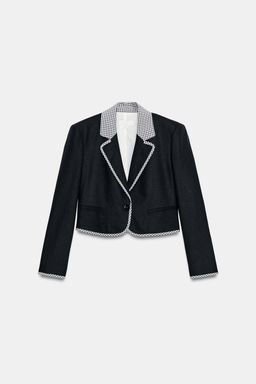 BLAZER CORTA COMBINADA CUADRO VICHY / Marino - Zara фото 17