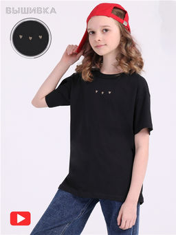 Футболка детская Апрель чёрная хлопок