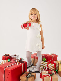 Bisiklet Yaka Fiyonk Detayl? K?z Bebek Elbise