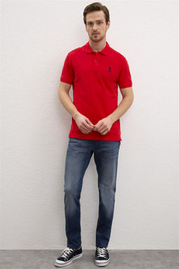 Мужская красная базовая футболка с воротником-поло Неожиданная скидка в корзине - U.s. polo assn фото 4