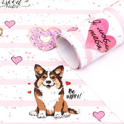 Цена за 2 шт. Бумага упаковочная глянцевая «Корги», 70×100 см,1 лист