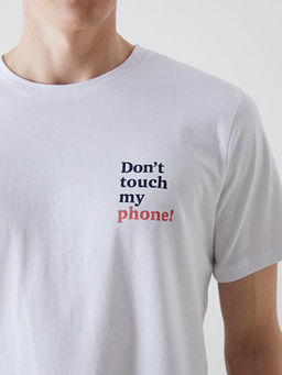 Bisiklet Yaka K?sa Kollu Bask?l? Penye Erkek Ti??rt