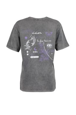 TRENDYOLMILLA Antrasit %100 Pamuk Soluk Efektli S?rt Bask?l? Boyfriend Bisiklet Yaka Orme T-Shirt TWOSS23TS00109  фото 5