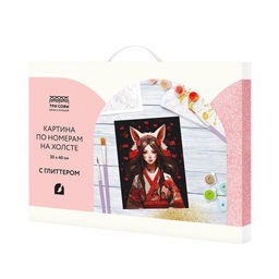Картина по номерам на холсте с глиттером 30*40см "Аниме" (КХг3040_57058) ТРИ СОВЫ, с акриловыми красками