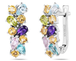 Серьги, аквамарин выращ. , аметист , морганит , перидот, Арабеска