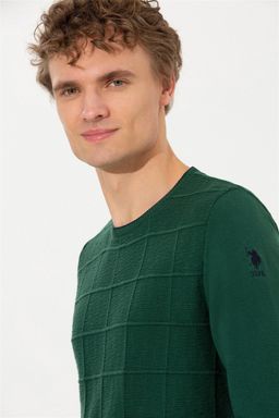 U. S. Polo Assn Мужской зеленый трикотажный свитер с круглым вырезом