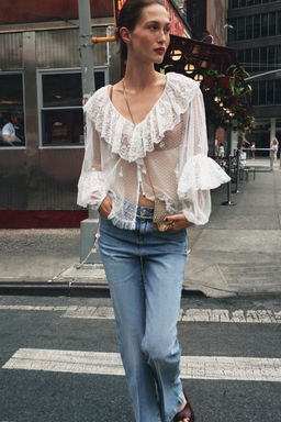 SEMI-SHEER ROMANTIC BLOUSE - Zara фото 10