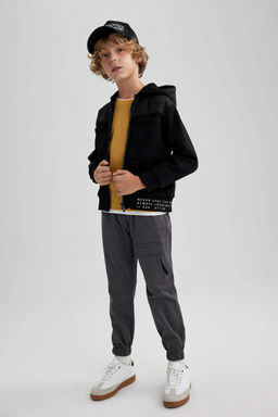 Плотный кардиган с капюшоном для мальчика - Defacto фото 2