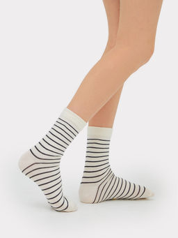Цена за 5 пар! Носки детские молочные с рисунком в виде поперечных полосок - Mark formelle фото 2