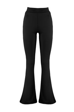 Siyah Fitilli Flare/Ispanyol Paca Yuksek Bel Esnek Orme Tayt Pantolon TWOSS23PL00135