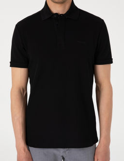 Siyah Slim Fit %100 Pamuk K_vr_lmaz Amerikan Pike Polo Yaka Basic Ti__rt - Pierre cardin фото 13