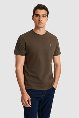 Erkek Regular Fit Bisiklet Yaka Koyu Haki Basic Ti__rt - U.s. polo assn фото 3