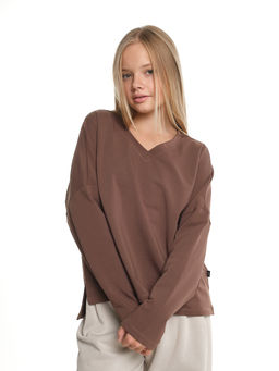 Свитшот для девочки однотонный 22-7699 шоколад