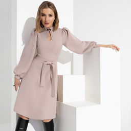 Платье Тонкость стиля (нюд с поясом) - Charutti фото 4