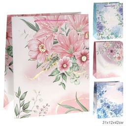 Цена за 12 шт. Пакет подарочный 31x42x12см Цветы / 3251XL /уп 12/300/