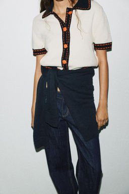 STITCHED KNIT CARDIGAN WITH SHORT SLEEVES - Zara фото 17