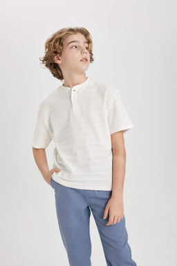 Футболка оверсайз с воротником и короткими рукавами для мальчика