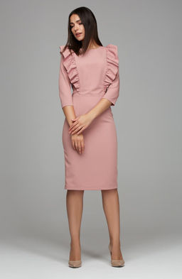 Платье-футляр пепельно-розовый