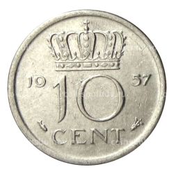 10 центов 1957 года Нидерланды