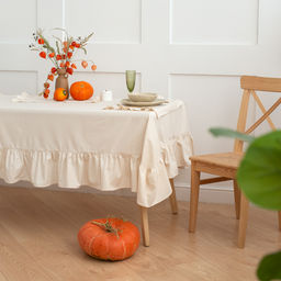 Скатерть прямоугольная с рюшами Чистый хлопок, 100% хлопок ВБ Размер без рюши 110х150