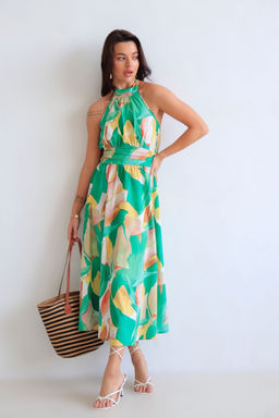 Martichelli Платье зелёное с принтом