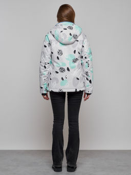 Горнолыжная куртка женская зимняя серого цвета 2302-1Sr