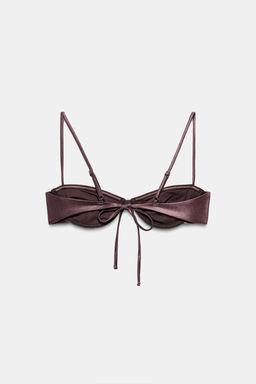 TOP BIKINI AROS EFECTO METALIZADO / Marr?n - Zara фото 5