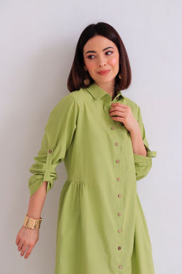 Martichelli Платье хлопковое в цвете лайм  фото 2