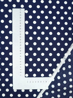 Штапель Белый горох (11мм) цв.чернильно-синий, ш.1.45м, вискоза-100%, 95гр/м.кв - Купава фото 10