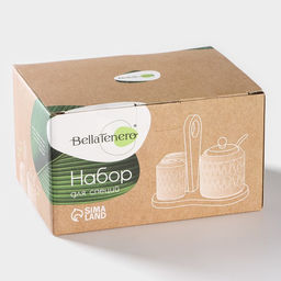 Набор керамический для специй на бамбуковой подставке BellaTenero Герда, 3 предмета: солонка 120 мл, перечница 120 мл, сахарница с ложкой 220 мл, белы...  фото 17