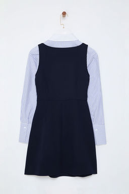 Trendyolmilla Lacivert Vucudu Saran Gomlek Detayl? Mini Dokuma Elbise TWOSS25EL00232  фото 8