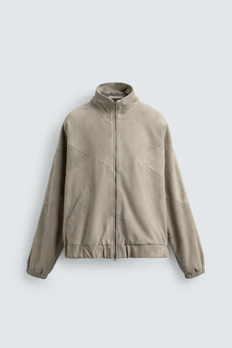 CAZADORA RELAXED FIT PIEL ANTE / Gris topo - Zara фото 7
