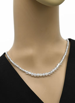 Бусы из Фианита шарик гр.4-6мм, цв.хрусталь, 46см, 25г