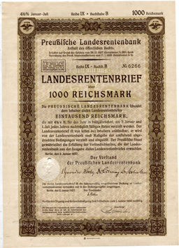 Облигация 4,5% 1000 рейхсмарок 1937 года Германия