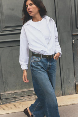Z1975 HIGH-WAIST CULOTTE JEANS WITH BELT - Zara фото 4